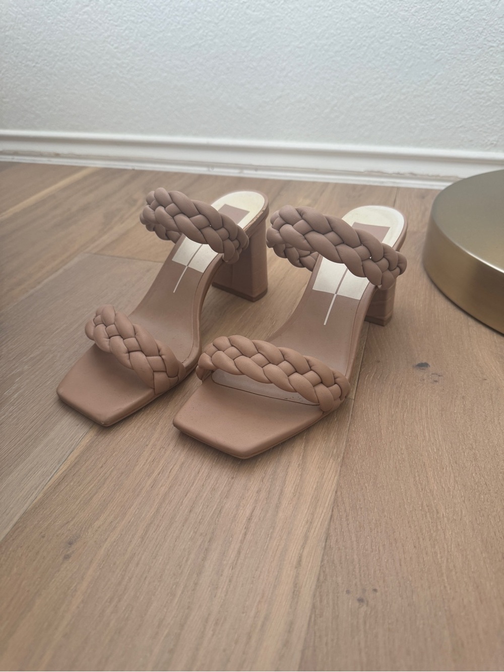 Dolce Vita Braided Double-Strap Block Heel Mules - Tan